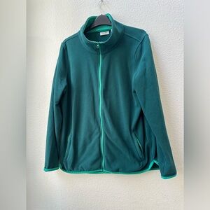 L.L Bean green long sleeve fleece zip up jacket sweater womens L